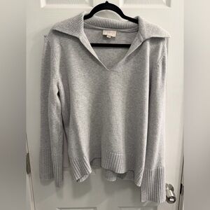 LOFT Light Gray V-Neck Sweater